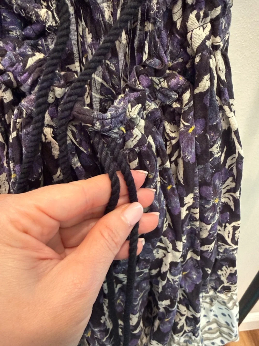 Free People Purple Floral Backless Sundress with Cream Polka-Dot Hem - Picture 6 of 7